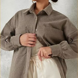 Brown Herringbone Shacket